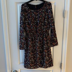 J. Crew Factory Floral Long Sleeve Dress - Black and Multicolor